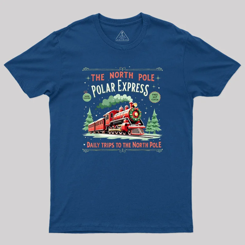 Crop Top Women T Shirt to Pair with High - Waisted BottomsThe North Pole Polar Express Merry Christmas Train Depot Geek T-Shirt