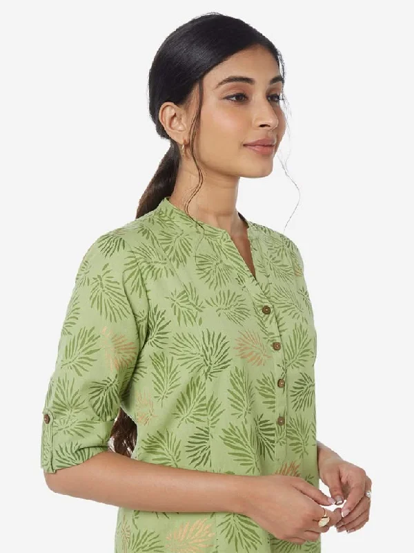 Utsa Lime Leaf Design Straight Kurta