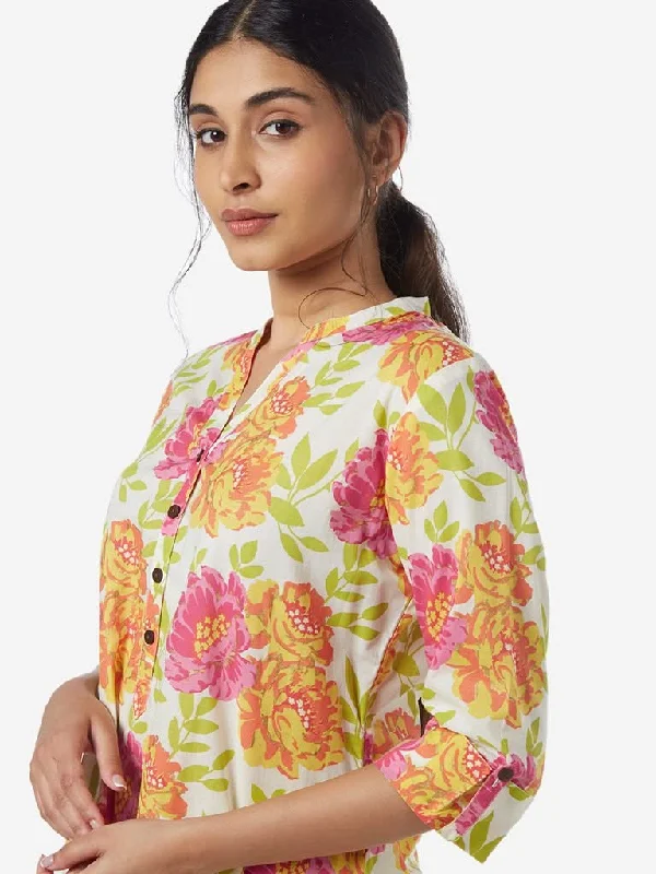 Utsa Multicolour Floral Design Straight Kurta