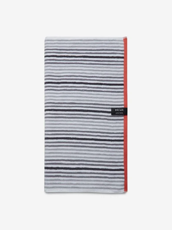 Westside Home Grey Stripe Printed 500 GSM Bath Towel