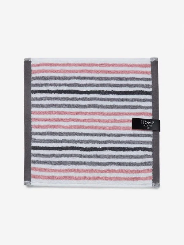 Westside Home Pink Stripe Printed 500 GSM Face Towels Set of Two