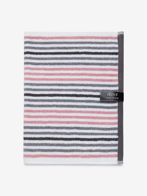 Westside Home Pink Stripe Printed 500 GSM Hand Towel