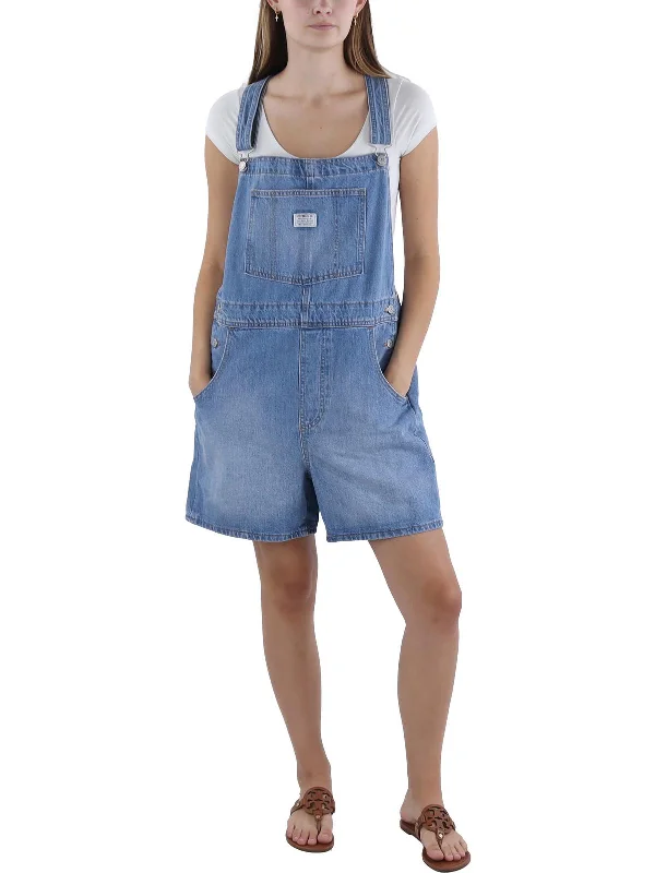 Womens Denim Mini Shortalls