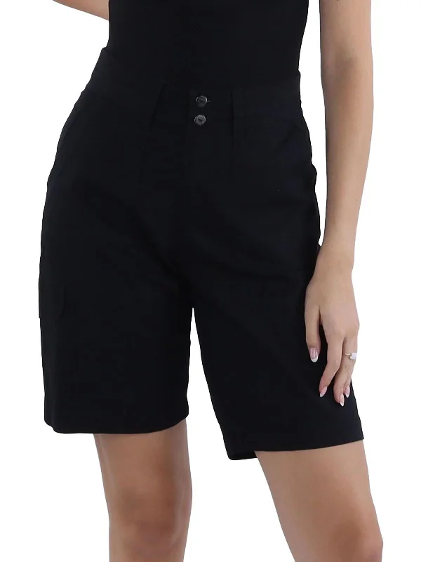 Womens Mid-Rise Relaxed Fit Bermuda Shorts