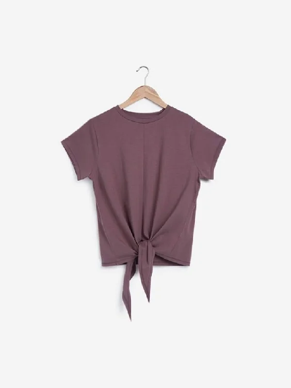 Wunderlove Dark Mauve Pure-Cotton T-Shirt