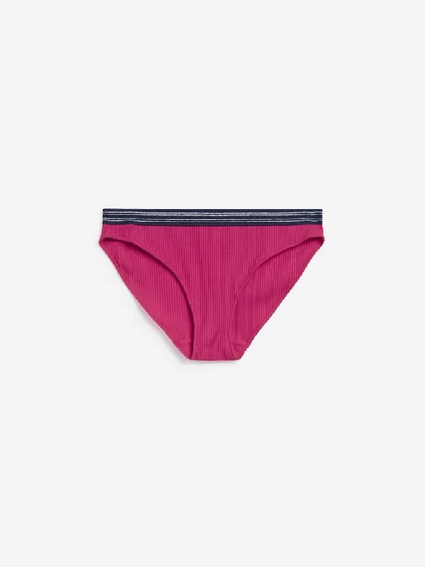 Wunderlove Pink Ribbed Bikini Superstar Briefs