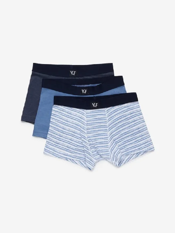 Y&F Kids Blue Printed Shorts Pack Of Three