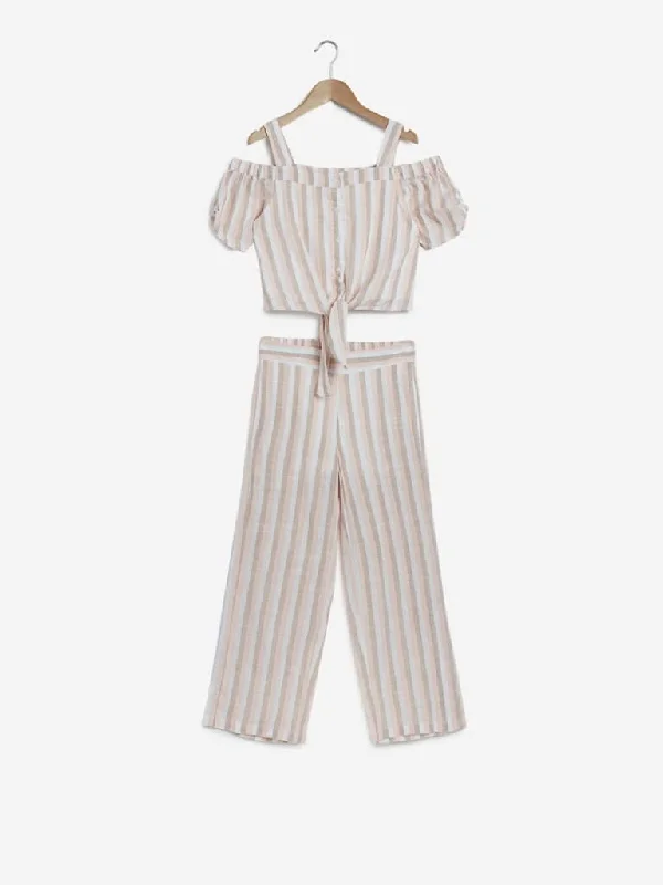 Y&F Kids Multicolour Striped Top And Pant Set