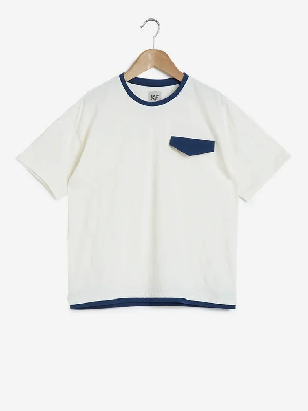 Y&F Kids Off White Self-Patterned Bruce T-Shirt