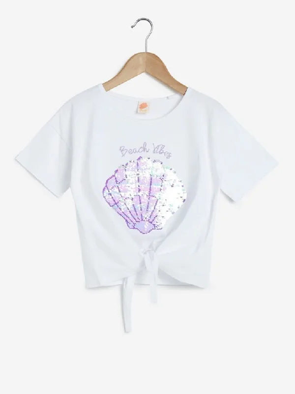 Y&F Kids White Sequinned Kate Top