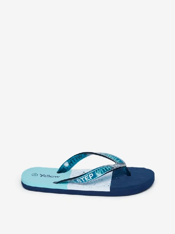 Yellow Kids Navy Colour Block Flip-Flops