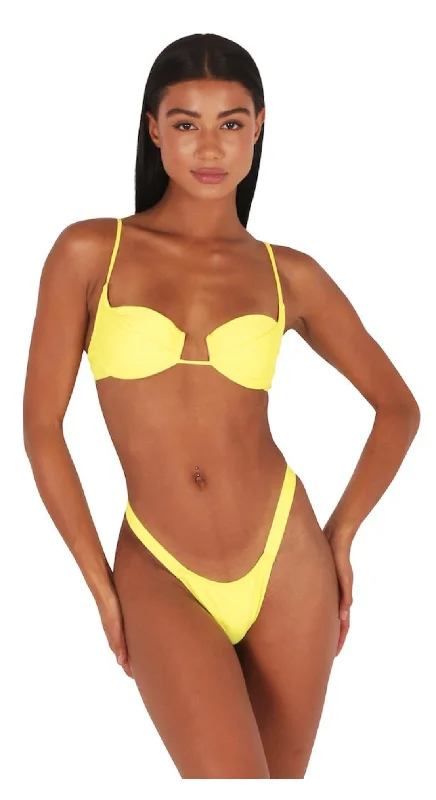 Push - up bikini top to enhance the bust for a confident beach appearanceDARYN UNDERWIRE TOP - YELLOW