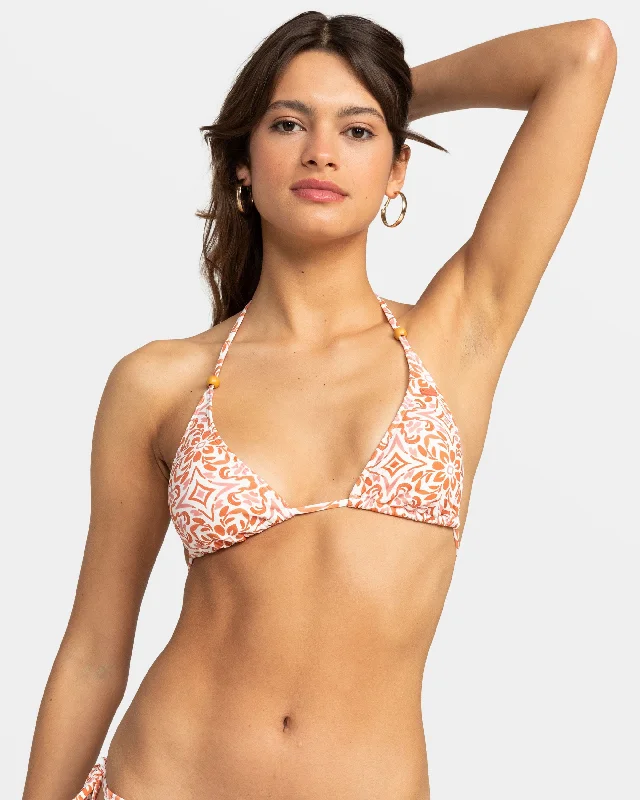 Push - up bikini top to enhance the bust for a confident beach appearanceFresco Tile Tiki Triangle Bikini Top