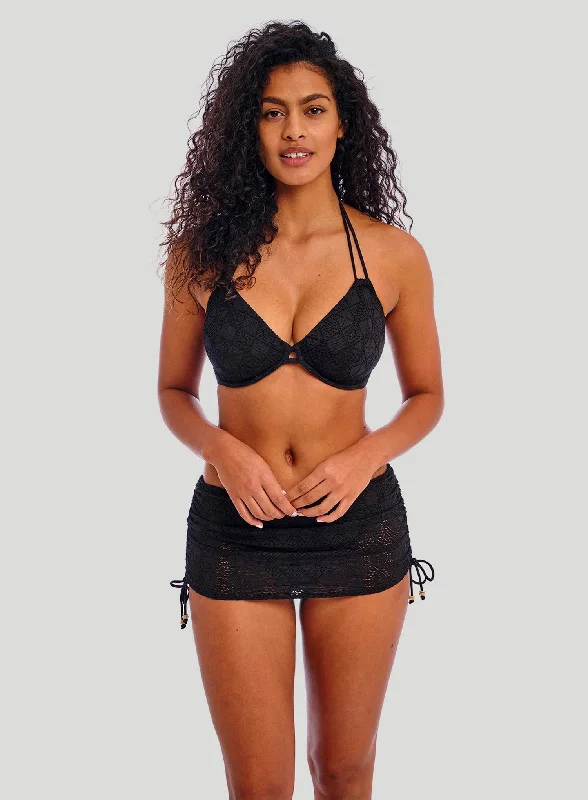 Long - line bikini top for added support and a fashionable lookFreya Swimwear: Nomad Nights Underwired Halter Bikini Top Black