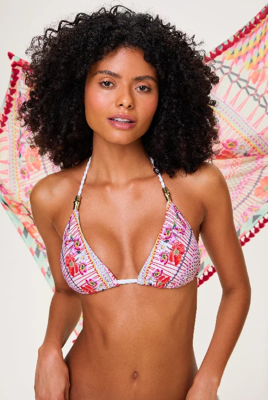 Long - line bikini top for added support and a fashionable lookPomegranate Triangle Top