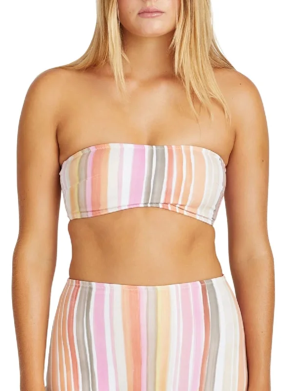 Sports bikini for high - intensity water activities like surfingWatercolour Stripe Reversible Bandeau Watercolour Chocolate