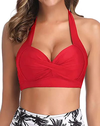 String bikini for a minimalistic and sexy beach styleHigh Quality Padded Push Up Halter Swimsuit Top-Red